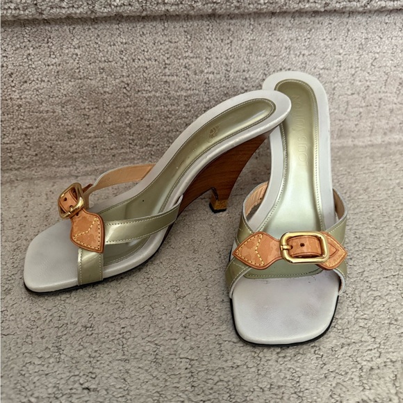 Louis Vuitton Shoes - Louis Vuitton Green and Tan Heels